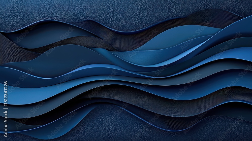 Obraz premium Dynamic flowing blue wave pattern on dark blue background abstract design for modern presentations