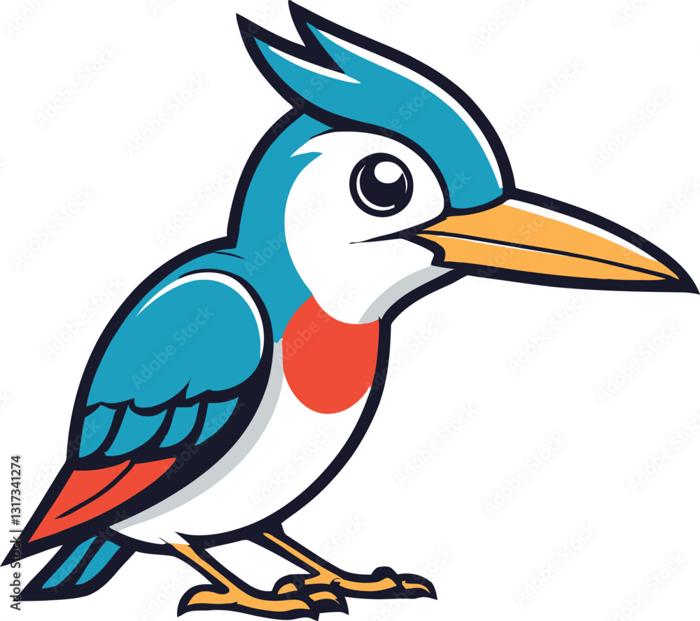 Obraz premium A cartoon woodpecker illustration, A cute woodpecker character design