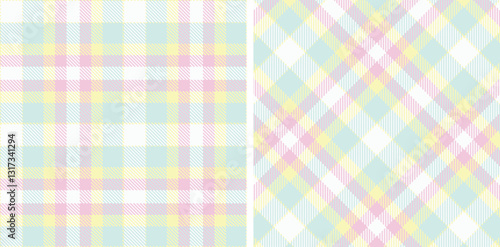 Pastel Seamless Tartan in Pastel Egg Shell tones Fabric Design