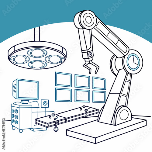 A robotic surgical system with a sleek, minimalist design that can blend seamlessly into any operating room.
