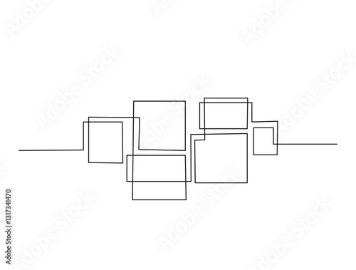 Continuous one line drawing of abstract wall frame.Interior picture frame in single line draw illustration. Editable stroke.