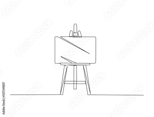 Continuous one line drawing of painting board vector. painting board or easel in single line draw illustration. Editable stroke.