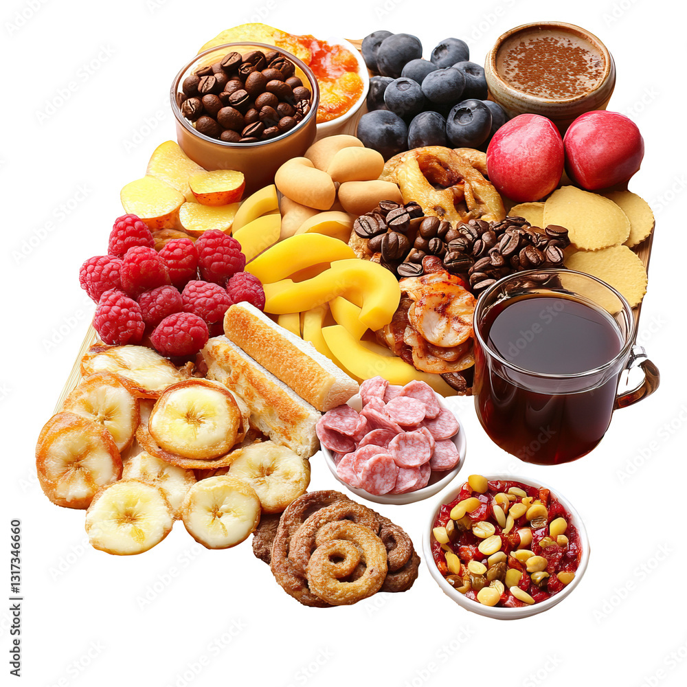 Delicious breakfast buffet spread with coffee Delicious breakfast buffet spread with coffee