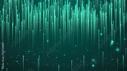 Abstract Green and Aqua Rainfall Background with Light Effects