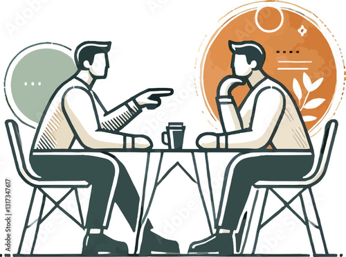 Business Meeting . A collaborative discussion or planning session. the image features two people sitting and actively engaging.