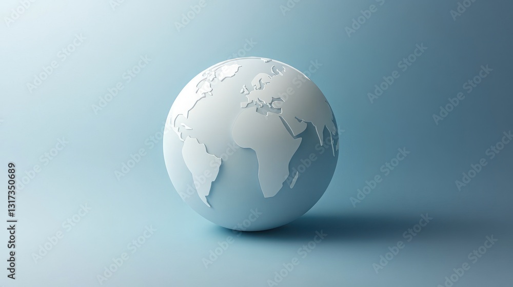 Minimalist 3D Render of a Pale Blue Earth Globe Minimalist 3D Render of a Pale Blue Earth Globe