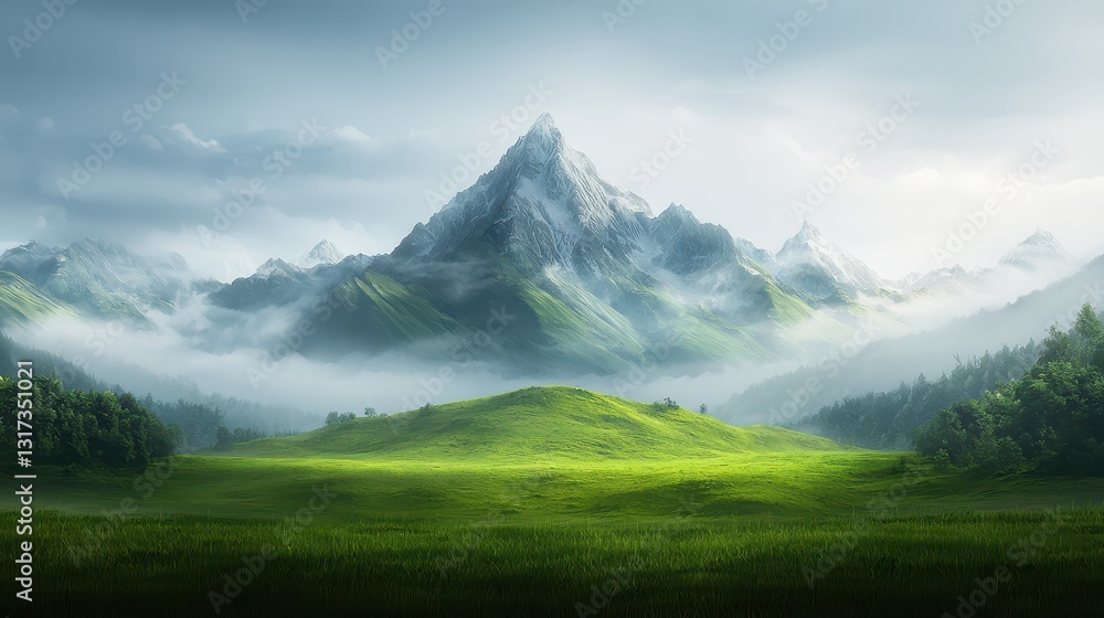 Majestic mountains and lush green meadows, breathtaking nature landscape photography Majestic mountains and lush green meadows, breathtaking nature landscape photography