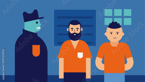 These descriptions can be used to create simple effective vector illustrations that depict the scene of an arrest.