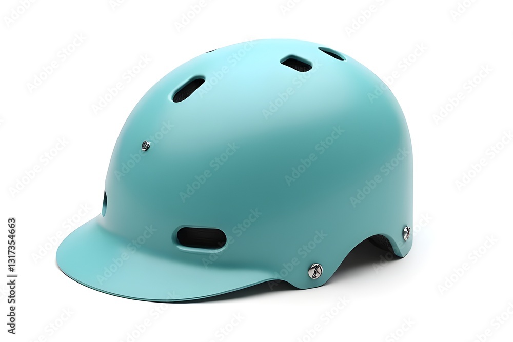Fototapeta premium Teal Bicycle Helmet with Visor for Safety and Style
