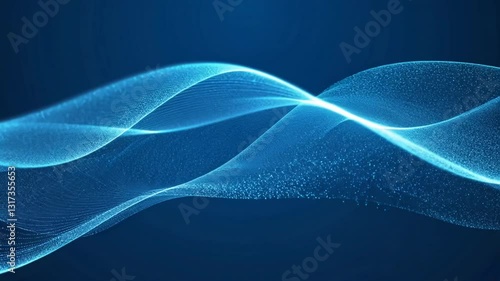 Blue Light Wave Abstract Pattern with Smooth Flowing Lines