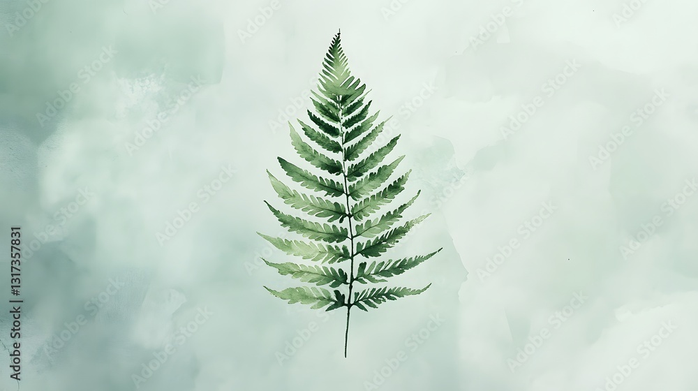 Obraz premium Elegant Watercolor Fern Leaf Design Green Nature Botanical Illustration