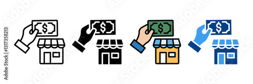 Franchise Fee Icon Set Multiple Style Collection