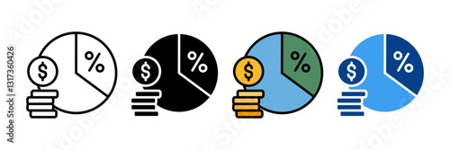 Profit Margin Icon Set Multiple Style Collection