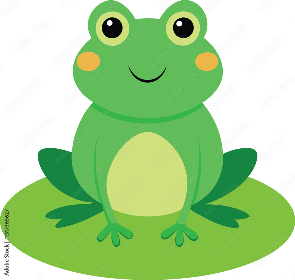 Cheerful Frog sitting on a lily pad illustration Cheerful Frog sitting on a lily pad illustration
