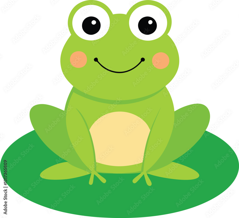 Cheerful Frog sitting on a lily pad illustration Cheerful Frog sitting on a lily pad illustration