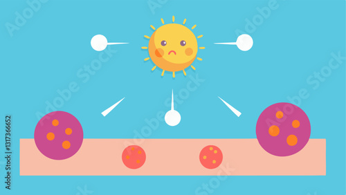 Skin Barrier Strengthening An illustration showing nanoparticles reinforcing the skin barrier preventing acne triggers from entering while lowering inflammation.