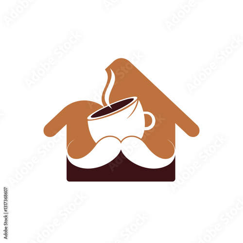 Moustache coffee vector logo design template. Creative coffee shop logo concept.