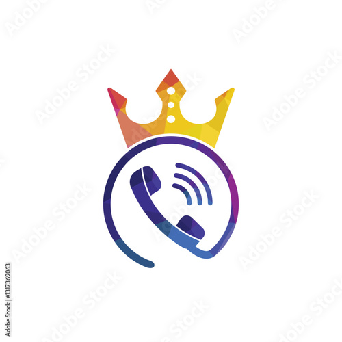 King call vector logo design. Handset and crown icon design.