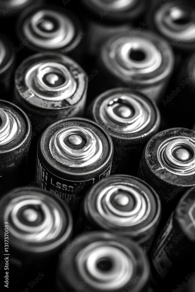 A close-up view of multiple batteries stacked together A close-up view of multiple batteries stacked together