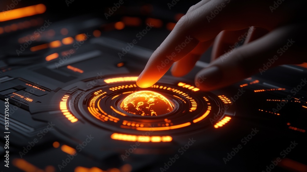 Obraz premium Global Network Control: Futuristic Interface