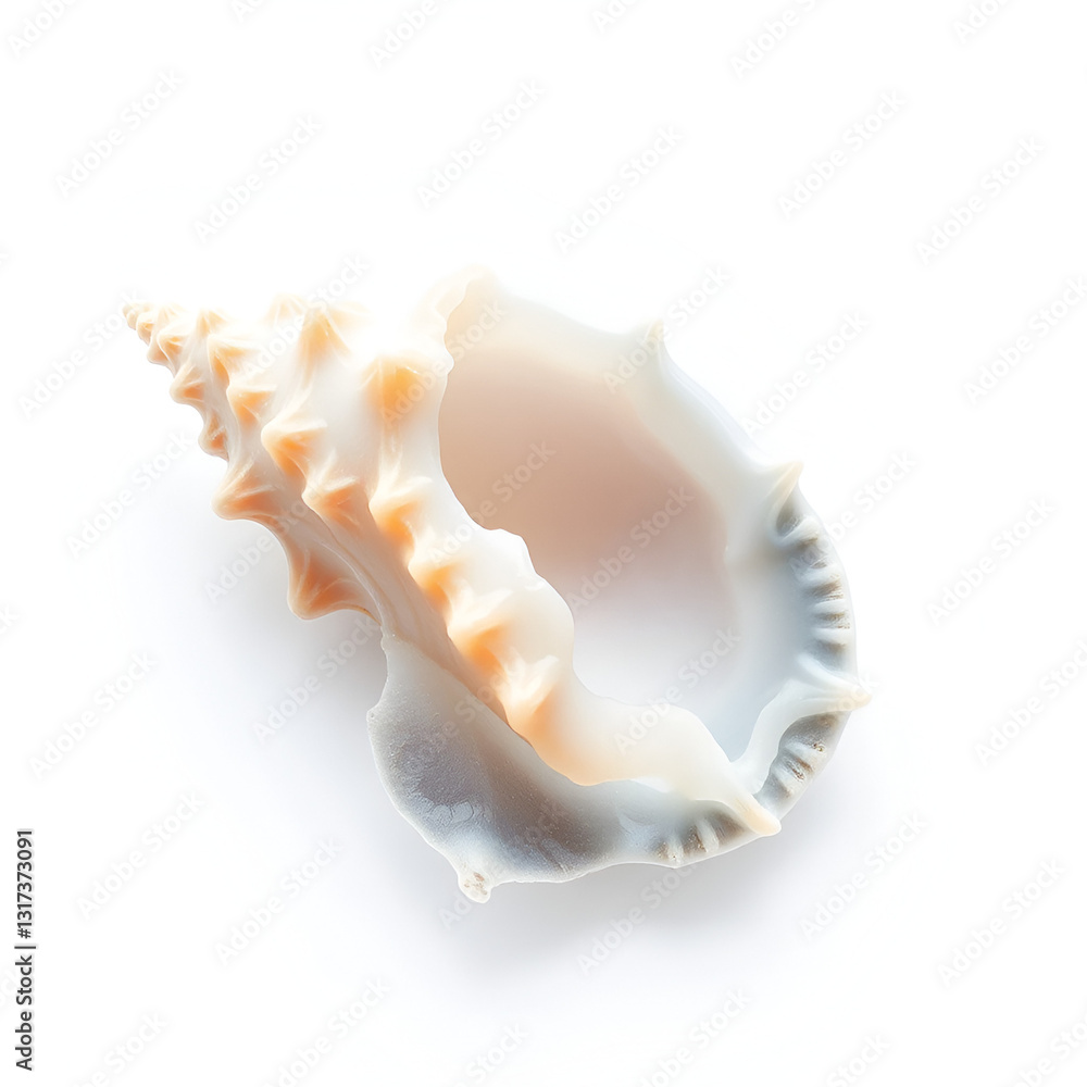 Beautiful sea shell Murex isolated on transparent, close-up, design element