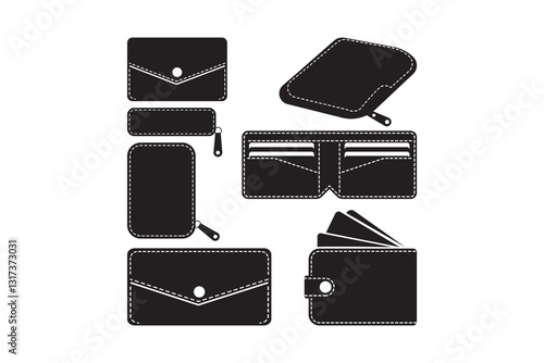 Wallet set silhouettes vector with white background