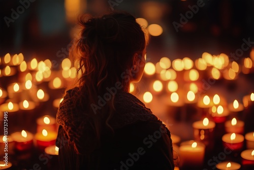 Gathering of Remembrance With Candles During the Evening