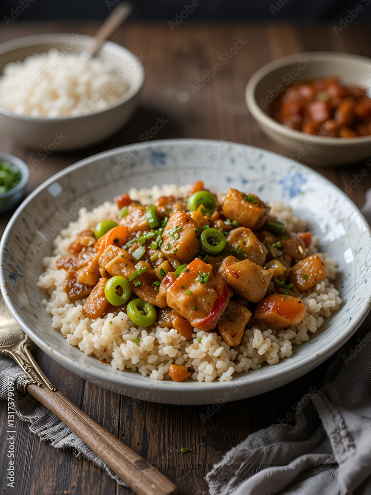 chinese dish with rice chinese dish with rice