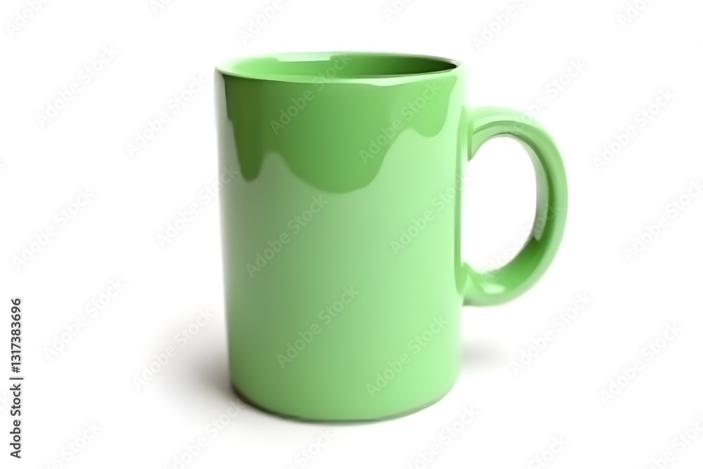 Bright Green Ceramic Coffee Mug, Empty, Isolated on White Background Bright Green Ceramic Coffee Mug, Empty, Isolated on White Background