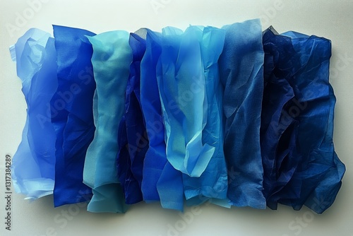 Various Colors of Crumpled Tissue Paper Arranged on a Flat Surface for Crafti...
