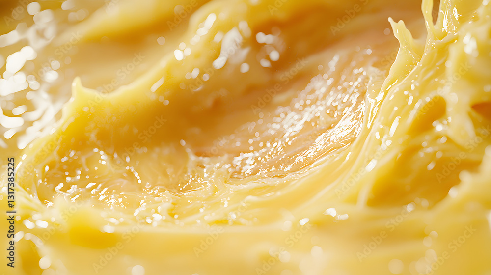 Close Up Macro Shot Showcasing Smooth Texture and Glossy Finish of Soft Spreading Food Product