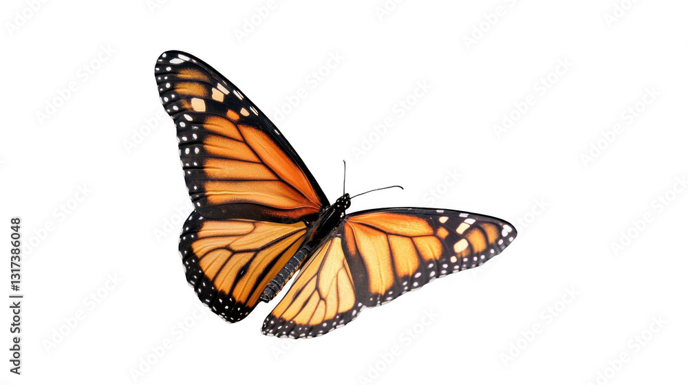 Fototapeta premium Vibrant Monarch Butterfly Displaying Beautiful Orange and Black Wings