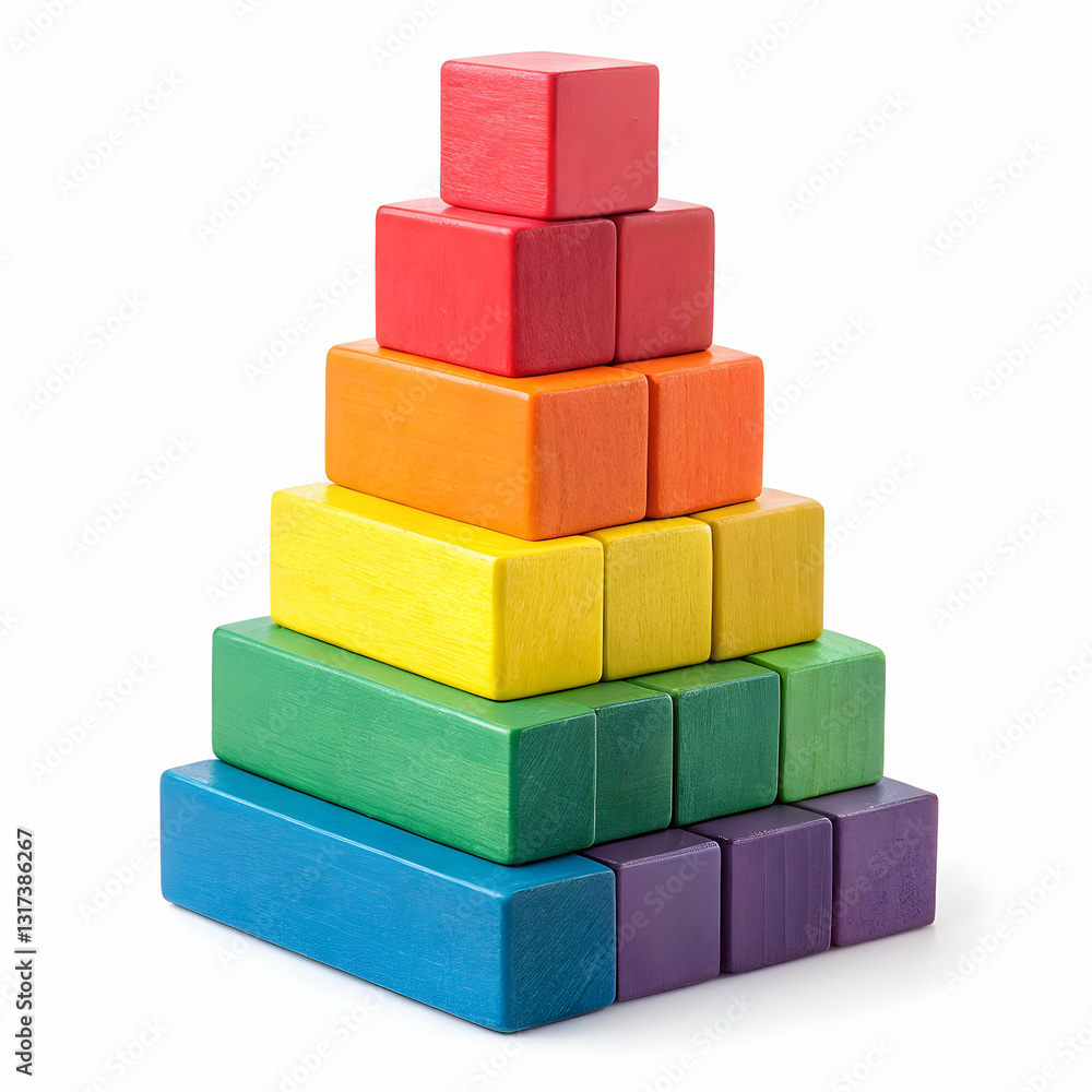Colorful Wooden Blocks Stacked High Fun Playful Building Colorful Wooden Blocks Stacked High Fun Playful Building
