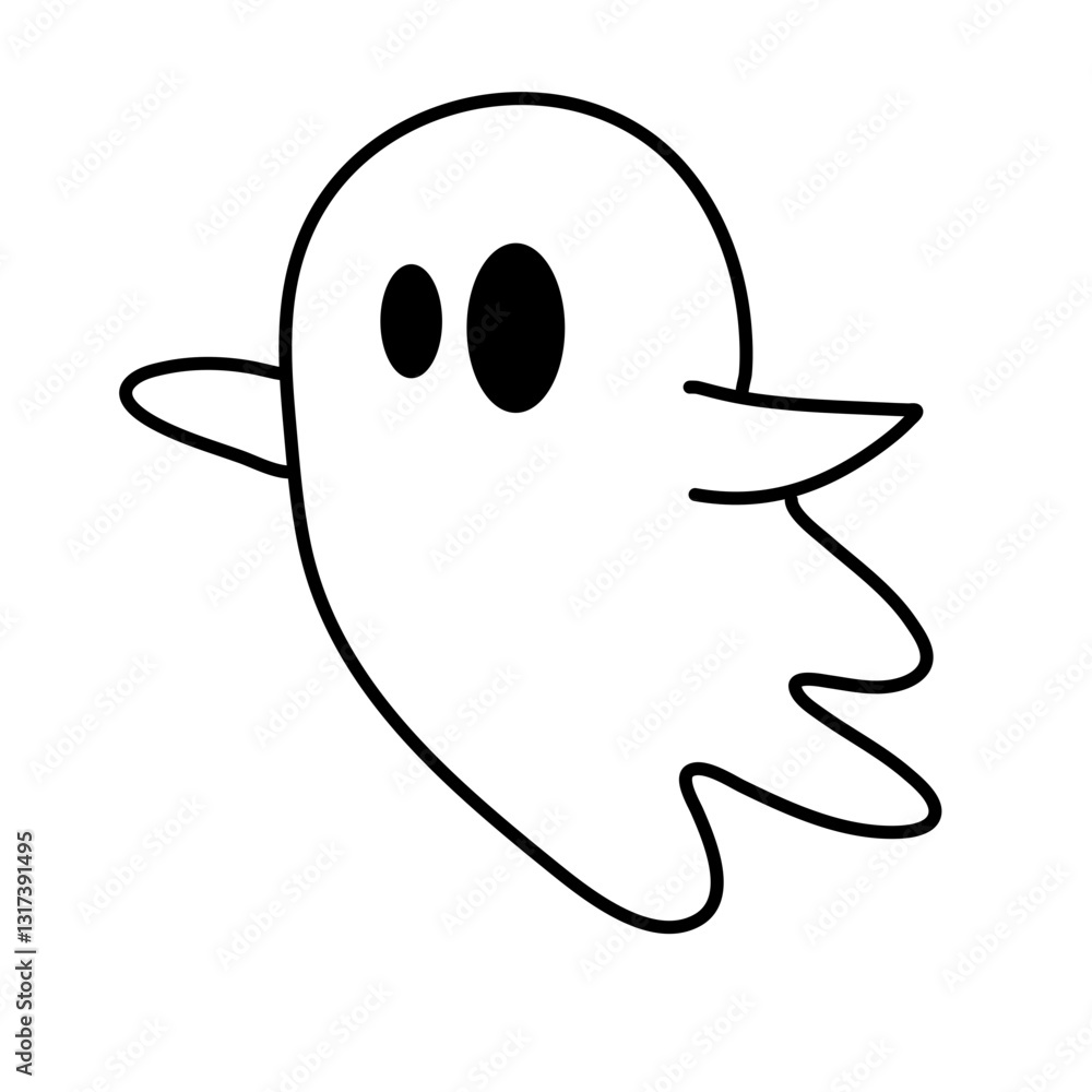 Naklejka premium cute ghost characters with outlined style 