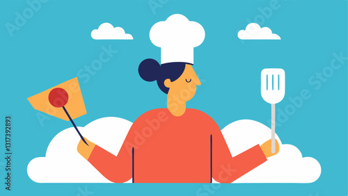 Recipe Options A person in the kitchen staring at an overstuffed cookbook filled with countless recipes with a cloud of stress above their head while holding a spatula.