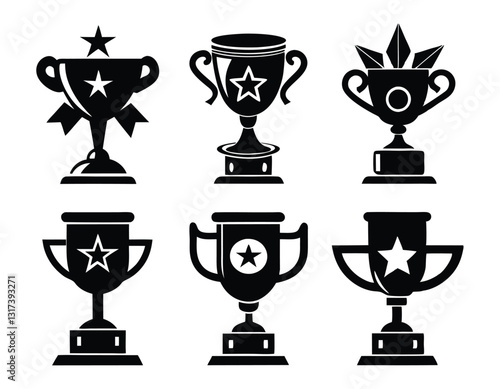 Set of Black and White Award Trophies