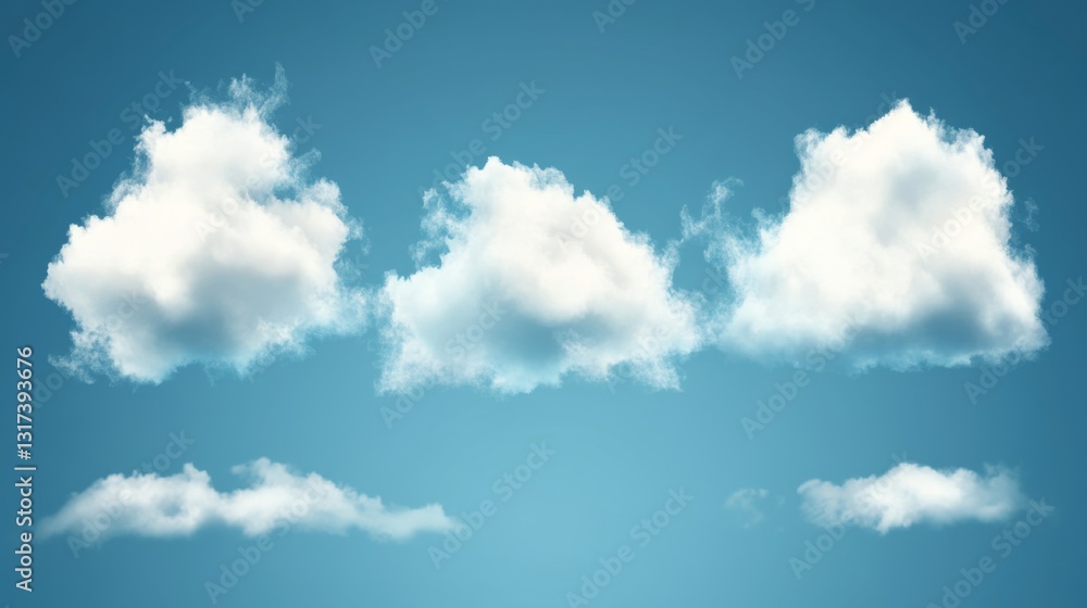 Tranquil cloudy sky with fluffy white clouds on a clear day Tranquil cloudy sky with fluffy white clouds on a clear day