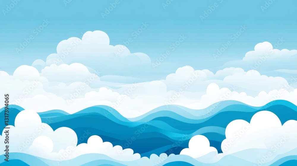 Peaceful sky and ocean waves background for nature and climate designs Peaceful sky and ocean waves background for nature and climate designs