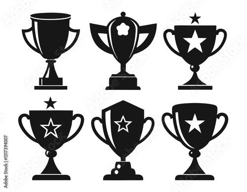 Set of Black and White Award Trophies