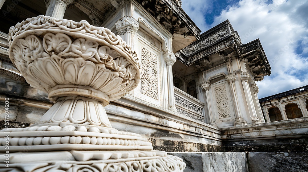 Intricate marble carving on ancient architecture. Intricate marble carving on ancient architecture.