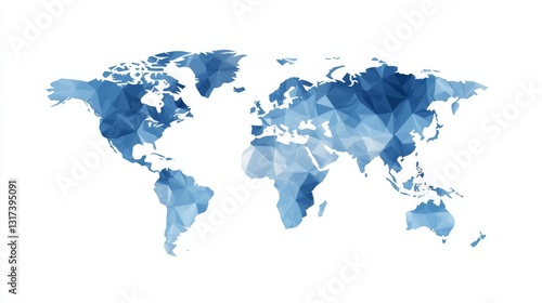 Wallpaper Mural Geometric polygonal blue world map design for educational and decorative use Torontodigital.ca