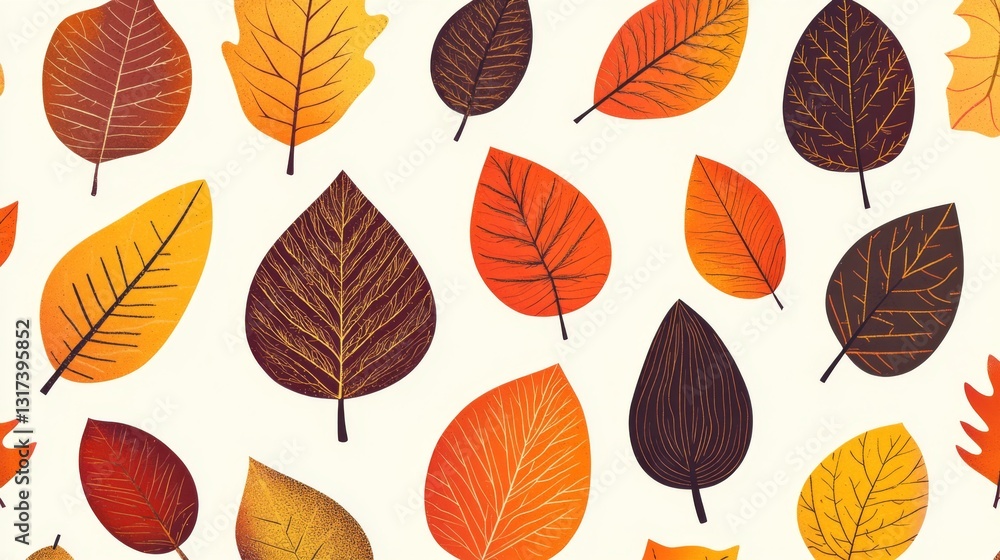 Obraz premium Autumn leaves pattern in vibrant fall colors for seasonal decoration design