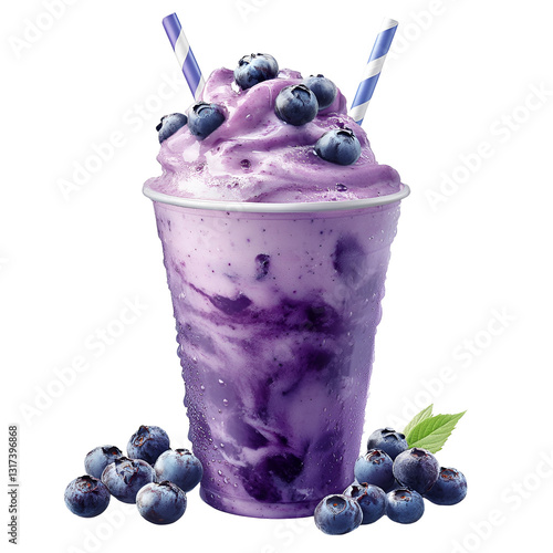 blueberry milkshake isolated on transparent background