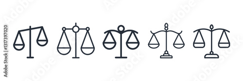 Balance Law scale icon symbol vector sign isolated on white background illustration for graphic and web design