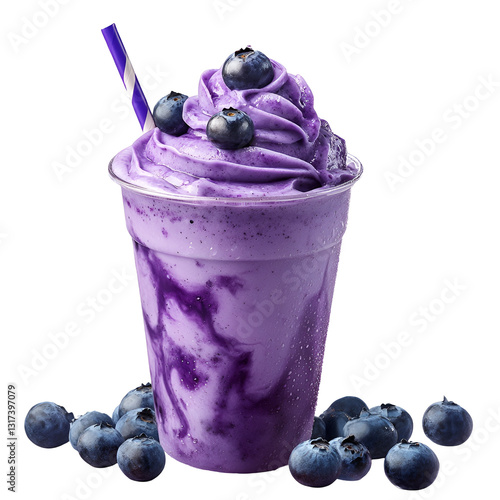 blueberry milkshake isolated on transparent background