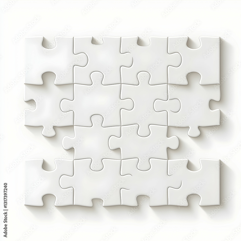 Blank White Puzzle Pieces Ready for Custom Design or Marketing Use Blank White Puzzle Pieces Ready for Custom Design or Marketing Use