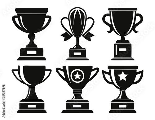 Set of Black and White Award Trophies