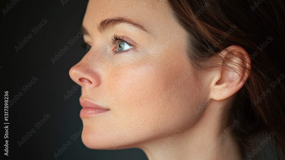 Close-up profile view of a woman's face Close-up profile view of a woman's face