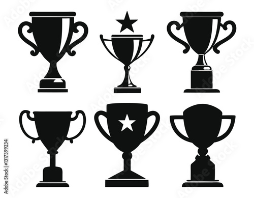 Set of Black and White Award Trophies