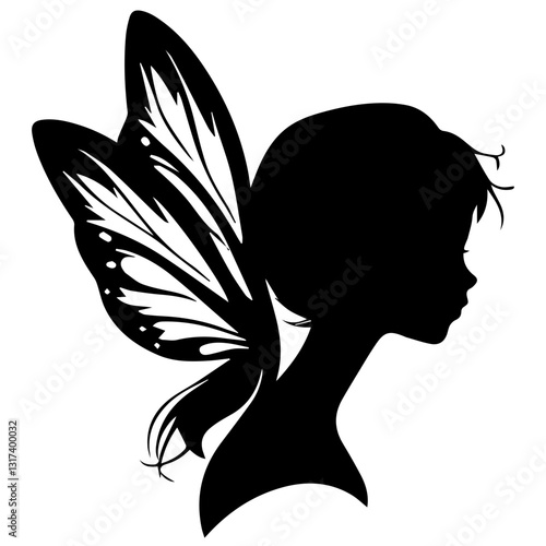 Enchanting Fairy with Butterfly Wings Silhouette